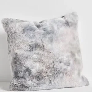 Luxe Sculpted Faux-Fur Pillow - Silver - Thumbnail 3